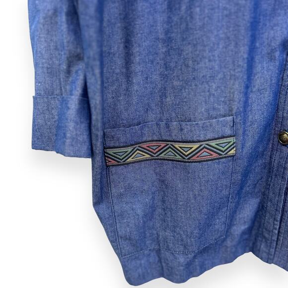 Vintage Southwest Beaded Denim Jacket Size Womens 18 - Picture 6 of 6